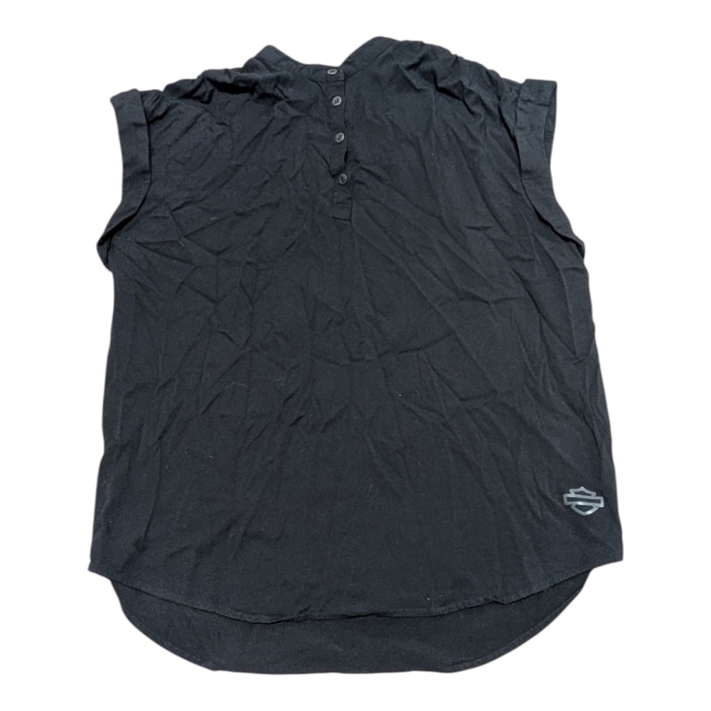 Harley-Davidson Women's Black Button Blouse Short Sleeve Shirt Top Size Large